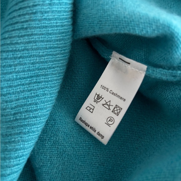 Kerri Rosenthal 100% Cashmere Turquoise Blue Patchwork Sweater Pullover - Picture 5 of 5